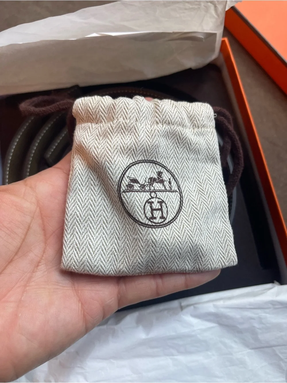 Hermes Silver Pyramid Stud Ring Buckle Belt